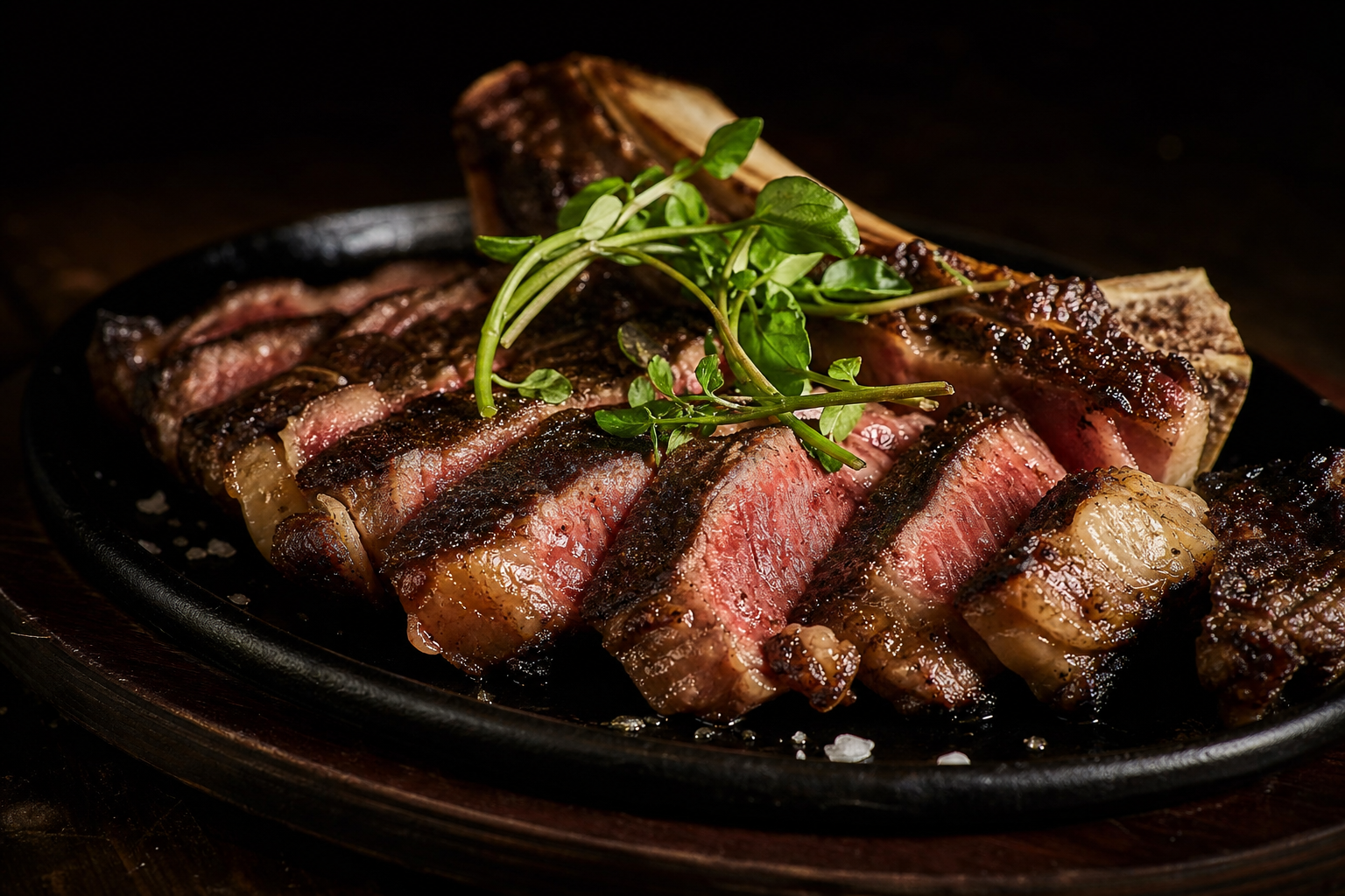 Dry-aged porterhouse on a plate at The Abattoir